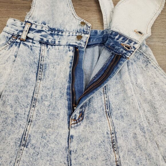 Vtg 80s G Pellini Acid Wash High Rise Pleated Denim Overalls Shortalls Mom Jeans - Picture 7 of 16